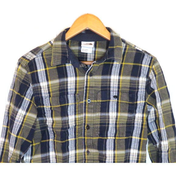The North Face Mens Plaid Flannel Shirt Button Up Green Black Long Sleeve Size S - Picture 3 of 9